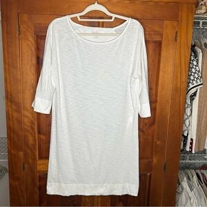 Lilly Pulitzer White Sheath Space Dye 3/4 Sleeve Pima Cotton Dress Island Time